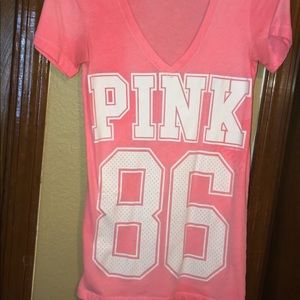 pink t-shirt v-neck